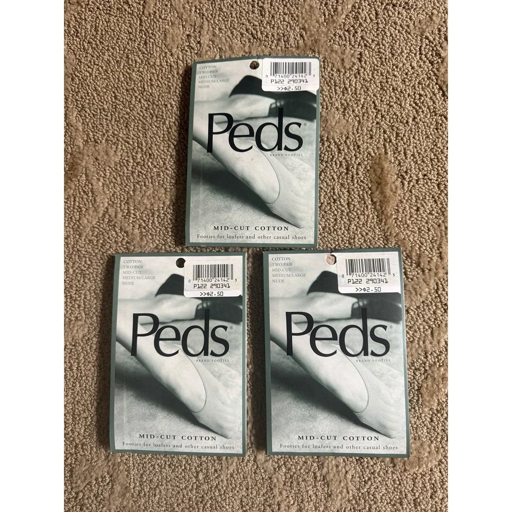 PEDS New Mid Cut Cotton Socks Lot Of 3 Pairs  (Nude) Size Medium/large‎ (7-10)
